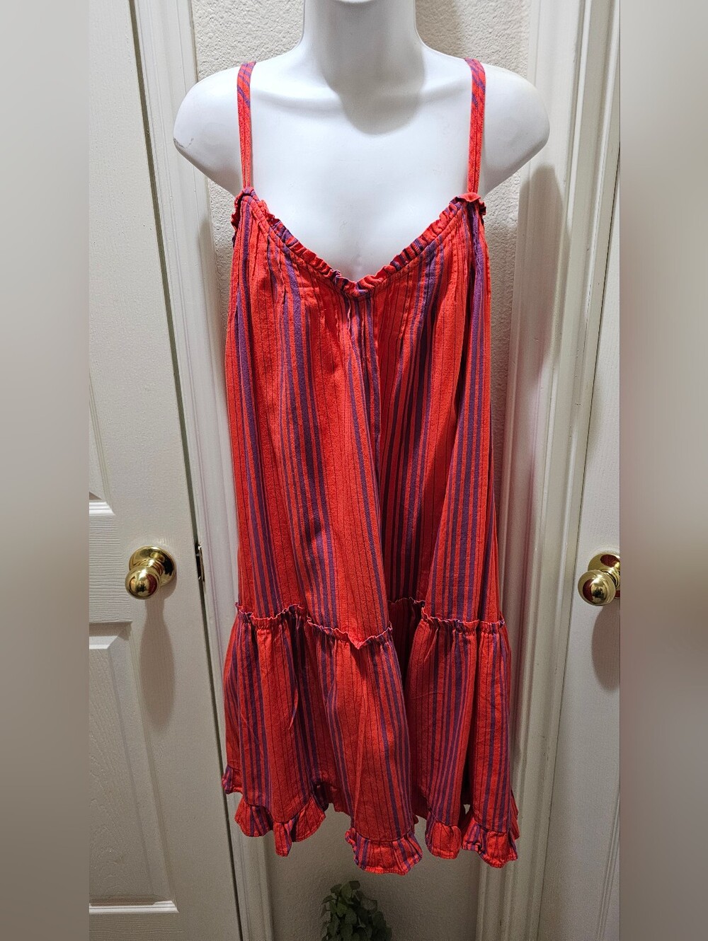 Universal Thread Bright Red-Orange and Purple Striped Summer Dress Size XL EUC - Picture 2 of 10